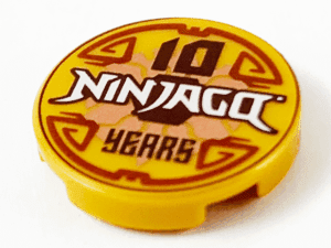 14769pb366 14769pb366 - Tile, Round 2 x 2 with Bottom Stud Holder with '10 NINJAGO YEARS' Pattern