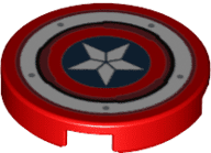 14769pb369 14769pb369 - Tile, Round 2 x 2 with Bottom Stud Holder with White Ring, Star in Dark Blue Circle Pattern (Captain America Shield)