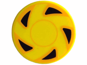 14769pb538 14769pb538 - Tile, Round 2 x 2 with Bottom Stud Holder with Hubcap with Circles and 5 Black Triangles with Bright Light Orange Edges Pattern