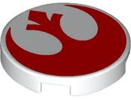 14769pb693 14769pb693 - Tile, Round 2 x 2 with Bottom Stud Holder with Red SW Rebel Alliance Symbol Pattern