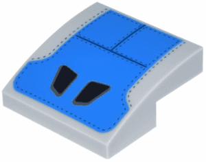 15068pb464 Dakpan, gebogen 2 x 2 x 2/3 met zwarte hoofdsteunvormen op blauwe zitpanelen met stiksel (geprint)
