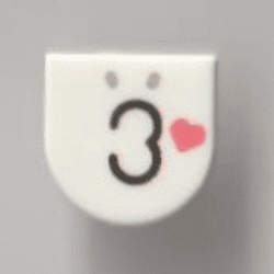24246pb016 24246pb016 - Tile, Round 1 x 1 Half Circle Extended with Light Bluish Gray Nostrils, Black Kissy Mouth, and Coral Heart Pattern