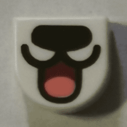 24246pb021 24246pb021 - Tile, Round 1 x 1 Half Circle Extended with Black Nose and Open Mouth with Tongue Pattern