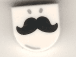 24246pb023 24246pb023 - Tile, Round 1 x 1 Half Circle Extended with Light Bluish Gray Nostrils and Black Moustache Pattern