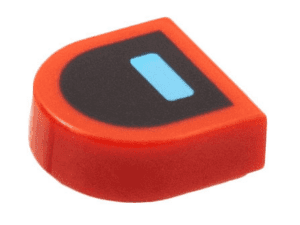 24246pb037 24246pb037 - Tile, Round 1 x 1 Half Circle Extended with Bright Light Blue Rectangle on Black Background Pattern
