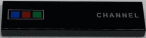 2431pb0637-2 2431pb637 - Tile 1 x 4 with Blue, Red and Green Buttons and 'CHANNEL' Pattern