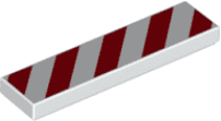 2431pb0745 2431pb745 - Tile 1 x 4 with Red and White Danger Stripes (White Corners) Pattern