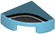 25269pb023 25269pb023 - Tile, Round 1 x 1 Quarter with Black and Silver Curved Lines Pattern