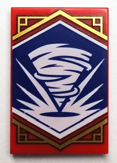 26603pb227 26603pb227 - Tile 2 x 3 with White Tornado Spiral on Dark Purple Background with Gold Trim Pattern (Ninjago Balance Banner)