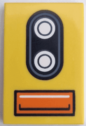 26603pb338 26603pb338 - Tile 2 x 3 with Double Silver and Black Car Headlight and Orange Direction Indicator Pattern