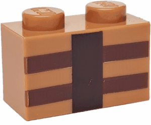3004pb123 3004pb123 - Brick 1 x 2 with Reddish Brown and Dark Brown Minecraft Crafting Table Lines Pattern
