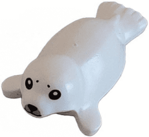3399pb01 Zeehond, baby met zwarte ogen, neus en mond en licht blauwachtig grijze snuit