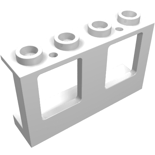 Raam, 1x4x2 vlak, enkel gat boven en onder voor glas