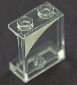 Paneel 1x2x2 met zijsteunen, holle noppen met wit gebogen hoek, model rechterkant (geprint)