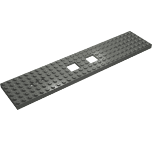 92339.png 92339 - Train Base 6 x 28 with 3 Round Holes Each End and 2 x 2 Cutouts