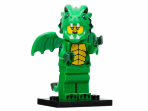col23-12 Minifiguur - Groene draak kostuum, serie 23 (complete set met standaard en accessoires)
