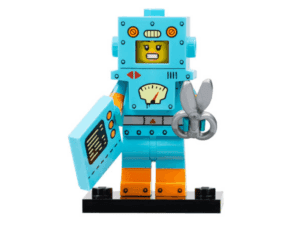 col23-6 Minifiguur - Kartonnen robot, serie 23 (complete set met standaard en accessoires)