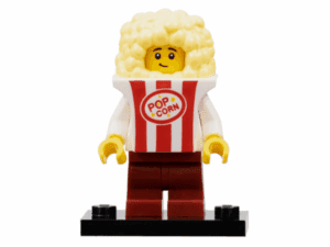 col23-7 Minifiguur - Popcorn kostuum, serie 23 (complete set met standaard en accessoires)