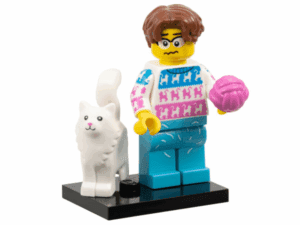 col27-11 Minifiguur - Kattenliefhebber, serie 27 (complete set met standaard en accessoires)