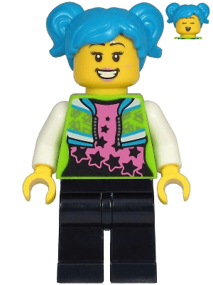 cty1219 Poppy Starr - Limoengroen jacket, zwarte benen