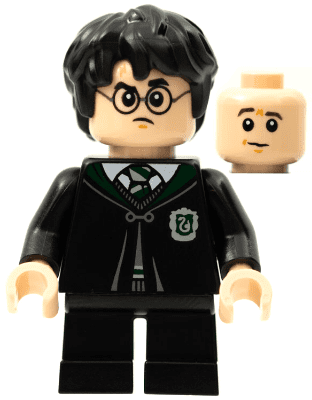 Minifiguur - Harry Potter, zwarte Zwadderich mantel en korte benen (Karel Kwast transformatie)