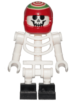 hs042 Minifiguur - Skelet, rode helm, gebogen armen, zwarte vierkante voeten (Douglas Elton/El Fuego)