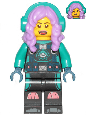 hs058 Minifiguur - Parker L. Jackson, duikpak met koptelefoon (open mond glimlach/walgend)