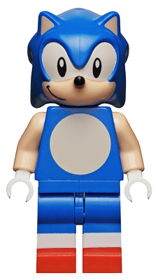 idea104 Minifiguur - Sonic the Hedgehog, licht nougat gezicht en armen, grijns naar rechts