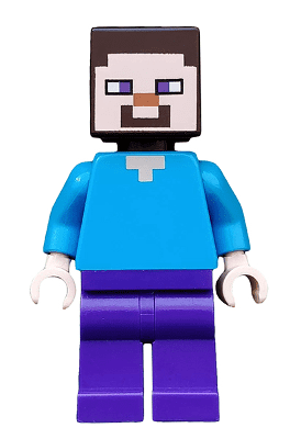 min009 Minifiguur - Steve (licht nougat), donker paarse benen