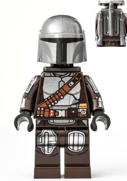 Minifiguur - The Mandalorian/Din Djarin/'Mando', zilveren 'Beskar' pantser, jetpack