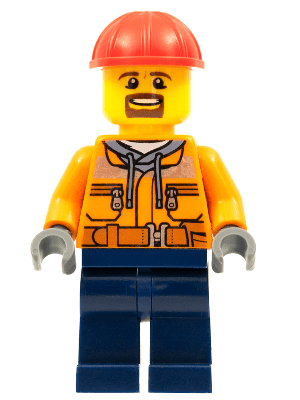trn242 trn242 - Forklift Driver - Male, Orange Safety Jacket, Reflective Stripe, Sand Blue Hoodie, Dark Blue Legs, Red Construction Helmet, Goatee