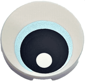 14769pb264 14769pb264 - Tile, Round 2 x 2 with Bottom Stud Holder with Eye with  Metallic Light Blue Iris and Black Pupil Pattern
