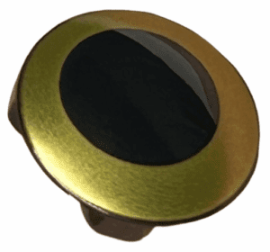 2654pb014 2654pb014 - Plate, Round 2 x 2 with Rounded Bottom (Boat Stud) with Gold Circle Pattern