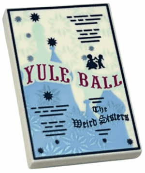 26603pb097 26603pb097 - Tile 2 x 3 with HP 'YULE BALL' Invitation, Snowflakes and 'The Weird Sisters' Pattern