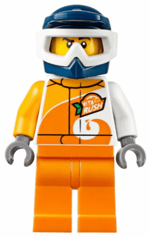 cty1096 ATV-coureur - Man, 'ViTA RUSH'-uniform, oranje benen, donkerblauwe helm