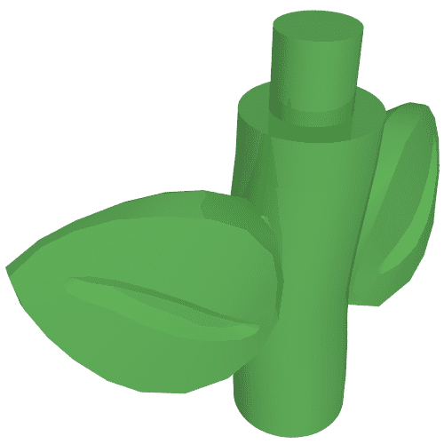 Plant, stengel/stengel met staaf, staafhouder en 2 bladeren