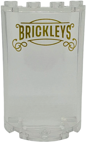 Cilinder half 2 x 4 x 5 met 1 x 2 uitsparing met goud sierlijk 'BRICKLEYS' (geprint)